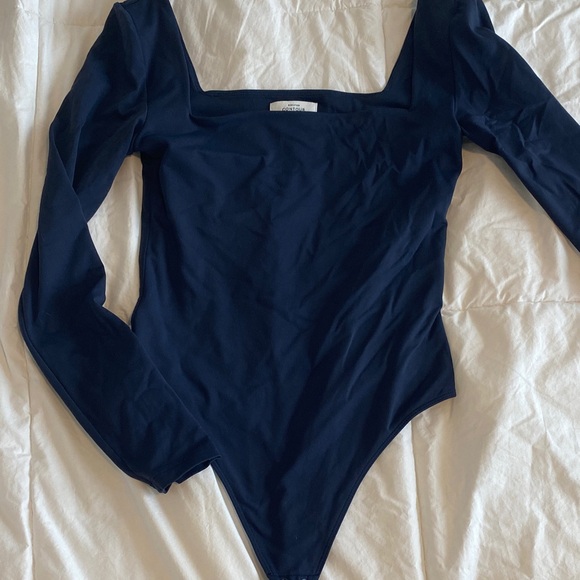 Babaton Tops - Babaton Navy Long-Sleeve Bodysuit